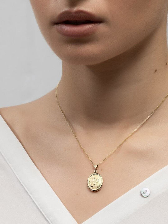 Eforo Necklace Constantine Amulet from Gold 14K