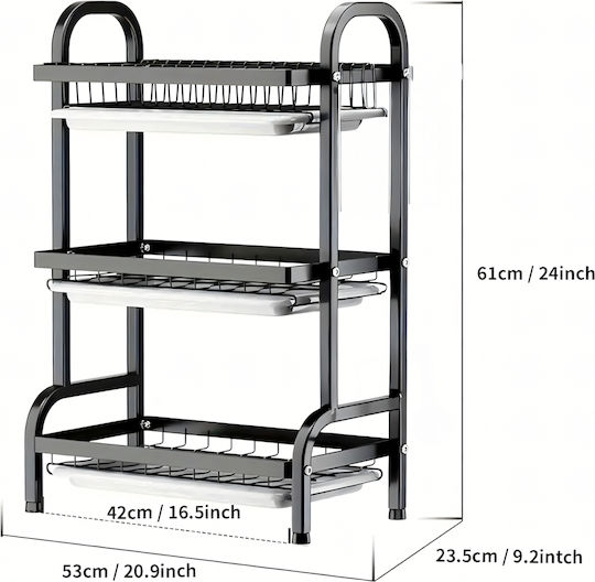 Metallisches Schwarz Spülbeckenablauf 53x23.5x61cm