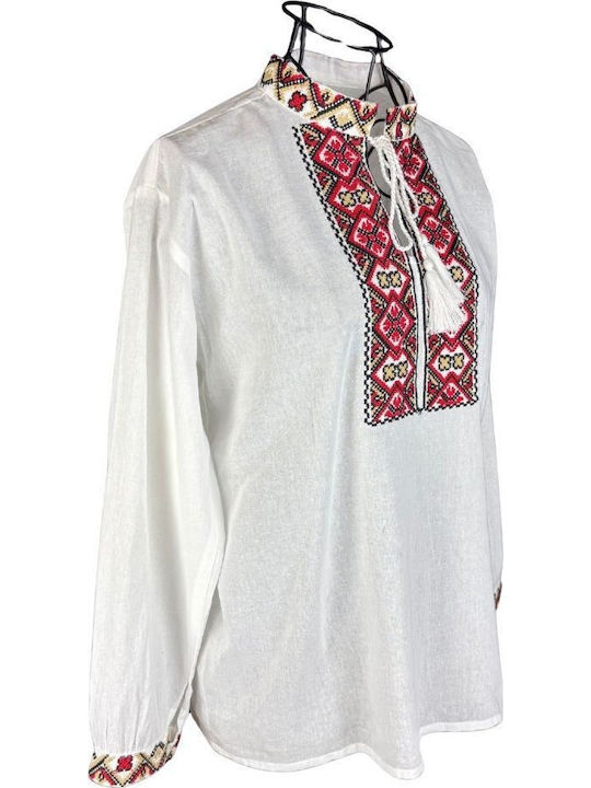 Kids' Shirt Long Sleeve White/red