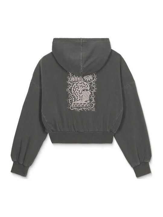 Vaderetro Cropped Women's Sweatshirt Hooded Vintage Black