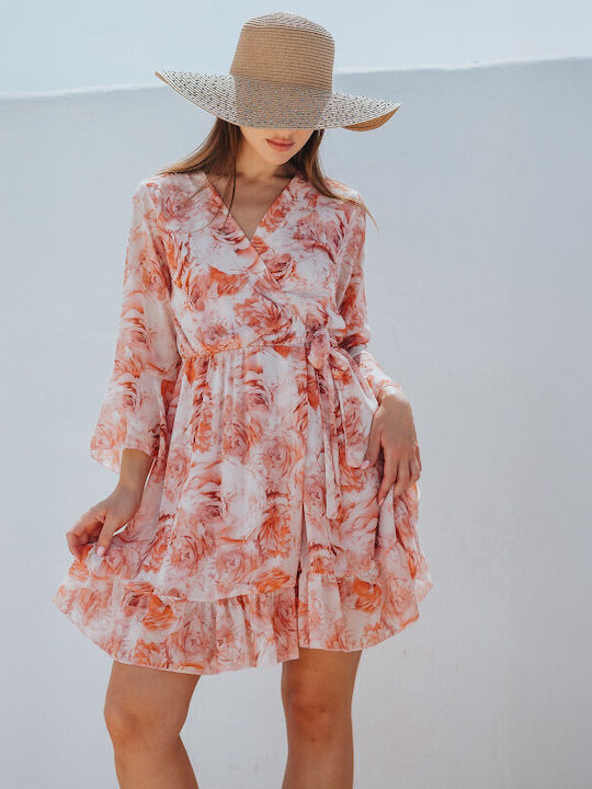 Sommer Mini Damenkleid mit Rüschen Rosa