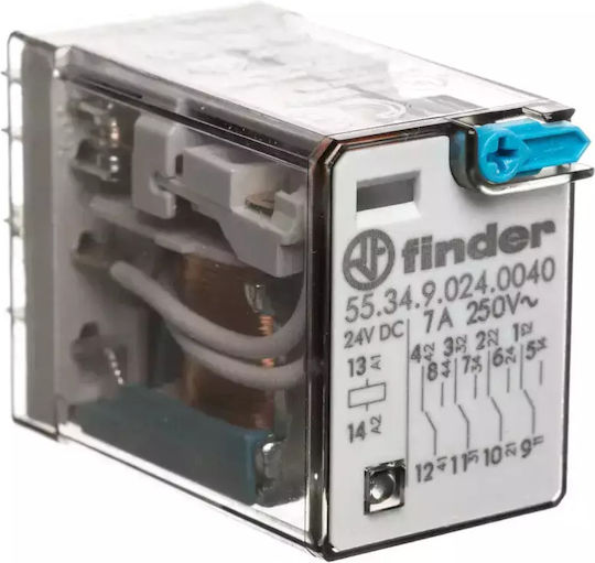 Finder Ρελέ Ράγας Ισχύος 7A Τετραπολικό με Τάση 24V