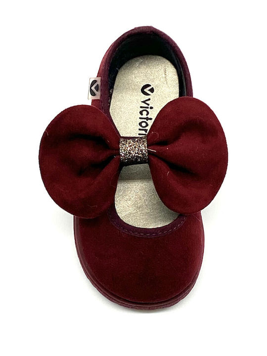 Balerini copii cu închidere Hoop & Loop Material textil Burgundy