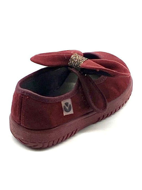 Balerini copii cu închidere Hoop & Loop Material textil Burgundy