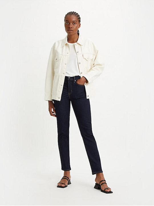 724 High Waist Women's Jean Trousers in Straight Line Dark Blue