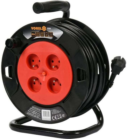 Vorel Extension Reel Cord 3 x 1.5mm²/50m Black