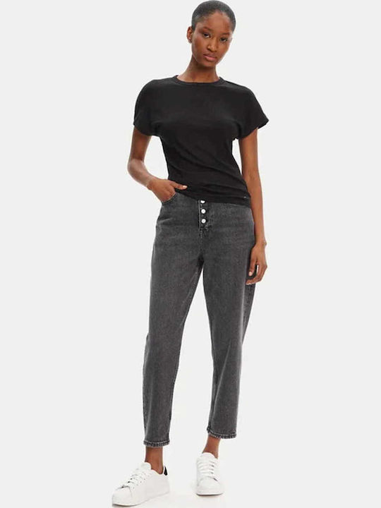 Hoch tailliert Damenjeans in Mom-Passform Gray