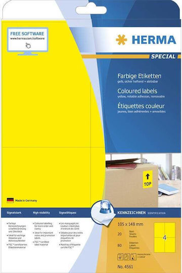 Herma Αυτοκόλλητες Ετικέτες Α4 Ορθογώνιες 105x148mm