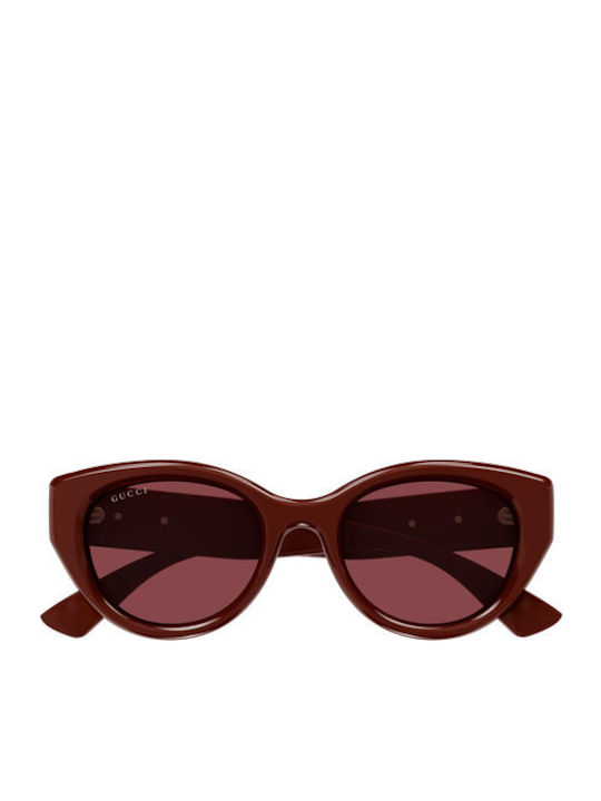 Gucci Women's Sunglasses with Burgundy Plastic Frame and Red Lens GG1976SK 004