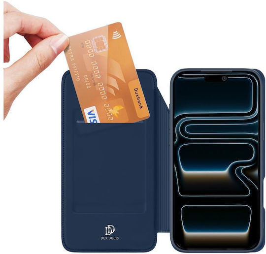Dux Ducis Wallet Piele / Silicon Albastru (iPhone 17 Pro)
