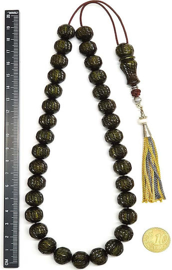 Roloi Komboloi Graven Mastic Worry Beads with 33 Beads Green 41cm