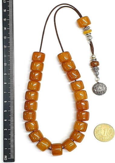 Roloi Komboloi Resin Worry Beads with 21 Beads Honey 29cm