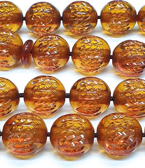Roloi Komboloi Graven Mastic Worry Beads with 33 Beads Honey 40cm