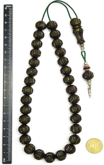 Roloi Komboloi Graven Mastic Worry Beads with 33 Beads Green 37cm