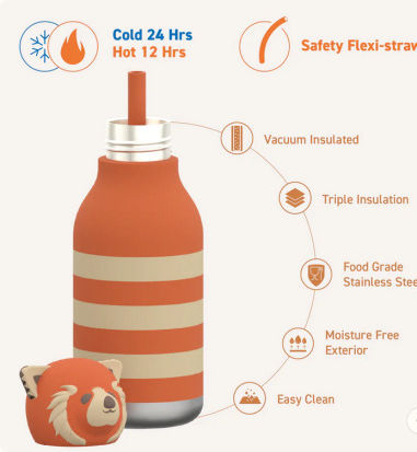 Asobu Kids Water Bottle Thermos Stainless Steel Horse 460ml