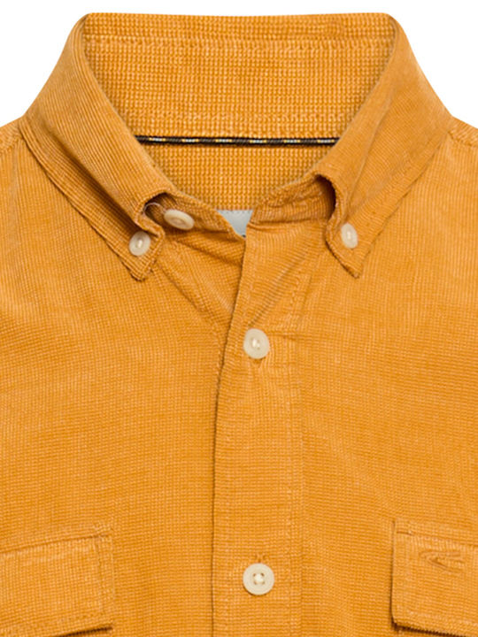 Long Sleeve Corduroy Shirt in Regular Fit Yellow
