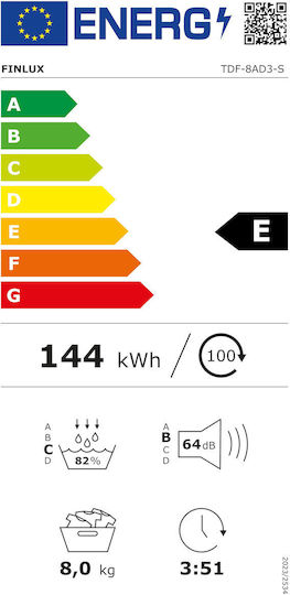 Finlux TDF-8AD3-S Wäschetrockner 8kg mit Wärmepumpe