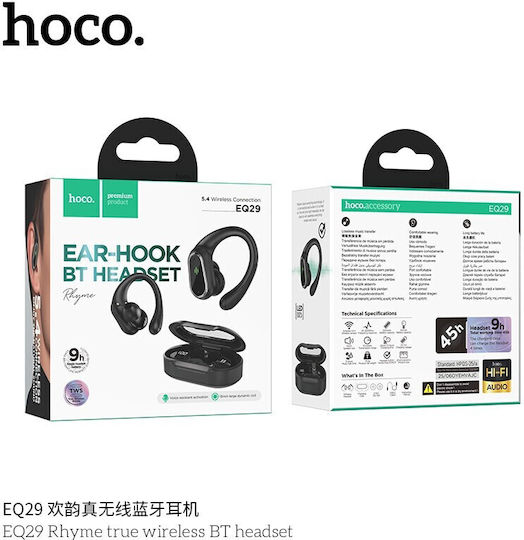 Hoco EQ29 In-ear Bluetooth Handsfree Ακουστικά με Θήκη Φόρτισης Μαύρα