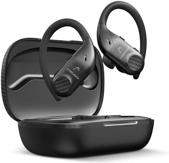 Head In-ear Bluetooth Handsfree Earphones with Sweat Resistance and Charging Case Black