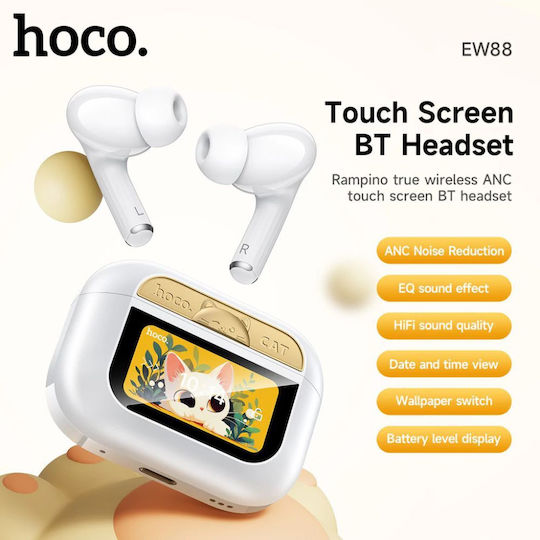 Hoco EW88 In-ear Bluetooth Handsfree Ακουστικά με Θήκη Φόρτισης Λευκά