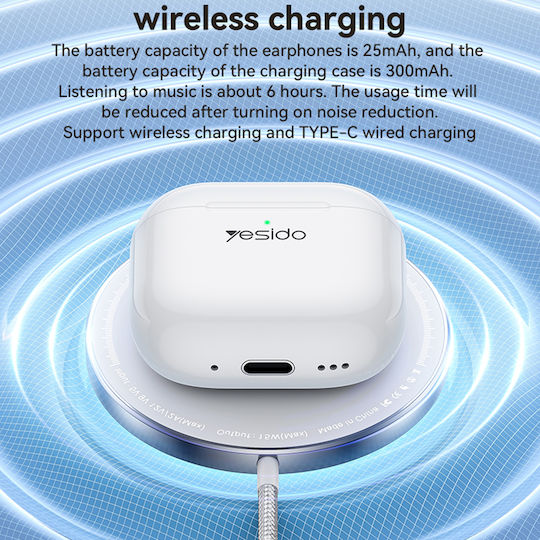 Yesido TWS32 Earbud Bluetooth хендсфри Слушалки с Кутийка за Зареждане Бял