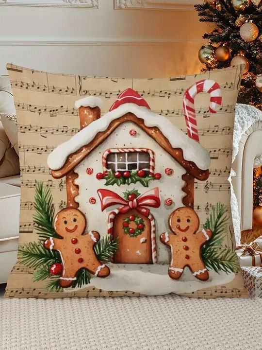 By Queen Limited Festive Edition Pillow Case Gingerbread House Musical Background 45x45cm
