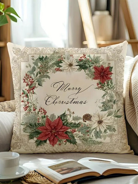 By Queen Limited Festive Edition Μαξιλαροθήκη Merry Wreath Αλεξανδρινά Κουκουνάρια 45x45εκ