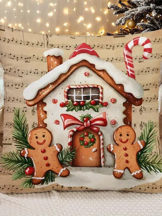 By Queen Limited Festive Edition Pillow Case Gingerbread House Musical Background 45x45cm