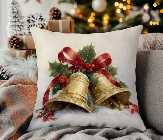 By Queen Limited Festive Edition Калъфка За Възглавница Златисти Камбанки Снежна Фон 45x45см