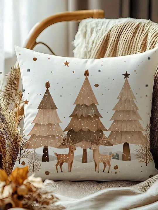 By Queen Limited Festive Edition Pillow Case Scandinavian Serene Christmas Reindeers Pines 45x45cm