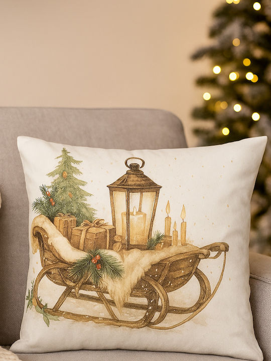 By Queen Limited Festive Edition Pillow Case Serene Christmas Glow Vintage Sleigh 45x45cm