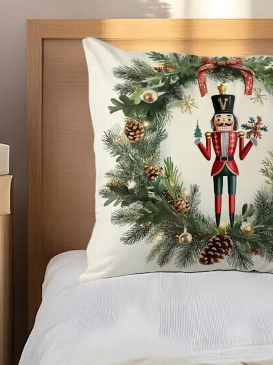 By Queen Limited Festive Edition Μαξιλαροθήκη Nutcracker Wreath Mε Πεύκα Κουκουνάρια 45x45εκ
