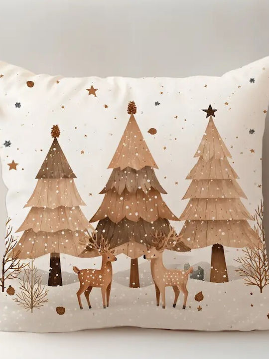 By Queen Limited Festive Edition Pillow Case Scandinavian Serene Christmas Reindeers Pines 45x45cm