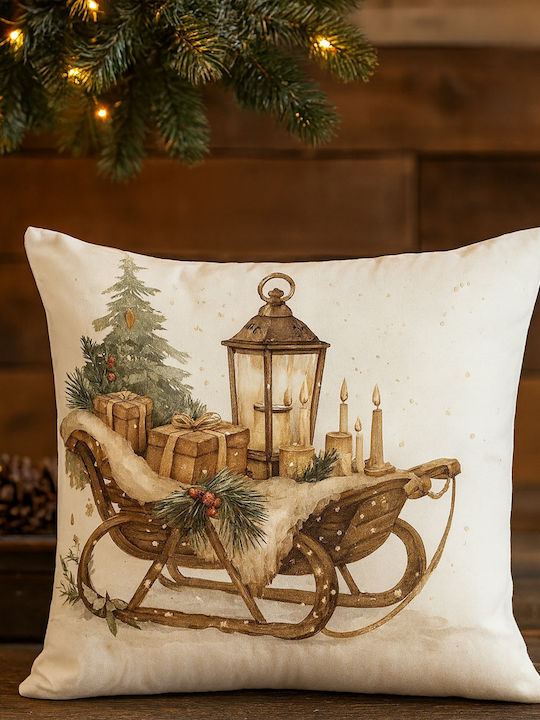 By Queen Limited Festive Edition Pillow Case Serene Christmas Glow Vintage Sleigh 45x45cm