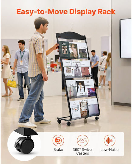 Vevor Veröffentlichungsanzeigen Display-Ständer Für Broschüren Mit 4 Ebenen Mit Rollen Mobiler Broschürenständer Für Boden Heavy-Duty Kataloghalter Zeitungsständer Geschäfte Ausstellungen Büros Kunsthandwerksausstellungen