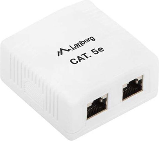 Lanberg Doppelter Externe Netzwerksteckdose RJ45 Cat5 Typ in Weiß Farbe OS5-0002-W