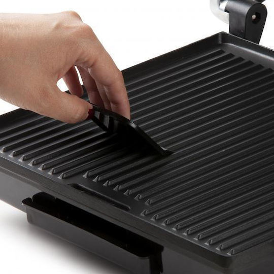 Domo Tabletop Electric Grill Ribbed Plate 2000W with Lid and Adjustable Thermostat 29.5cmx26.5cmcm