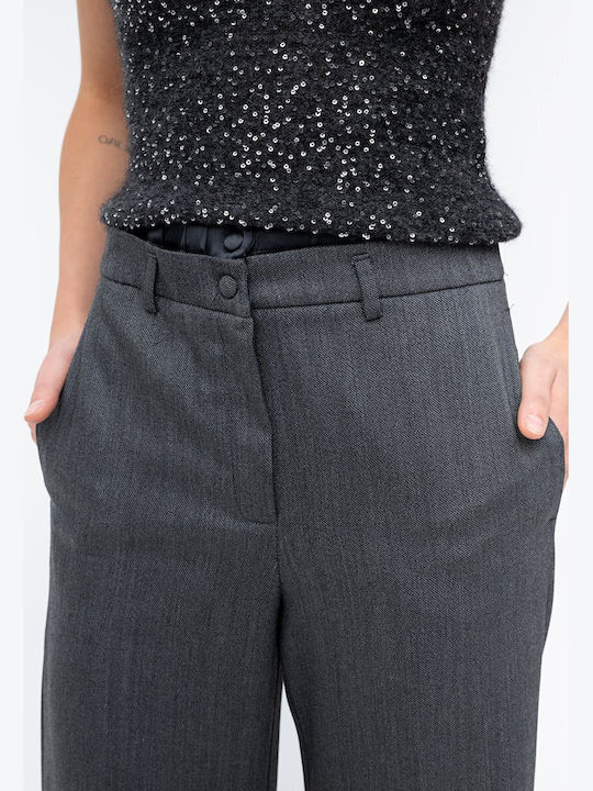 Women's Fabric Trousers Dark Grey