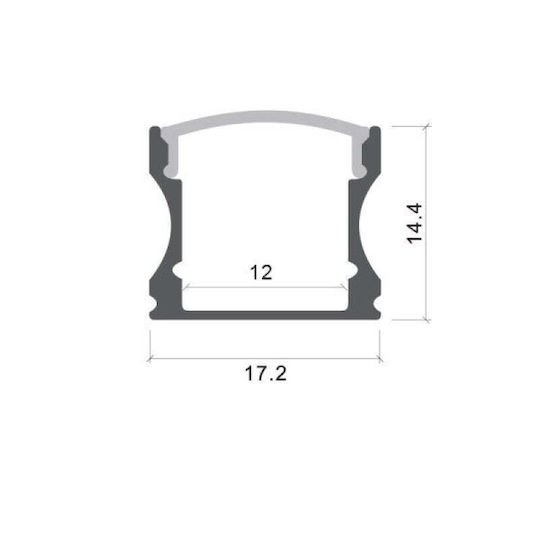 Eurospot Încastrat Profil din Aluminiu pentru Bandă LED cu Opal Acoperire 200x1.7x1.4cm.