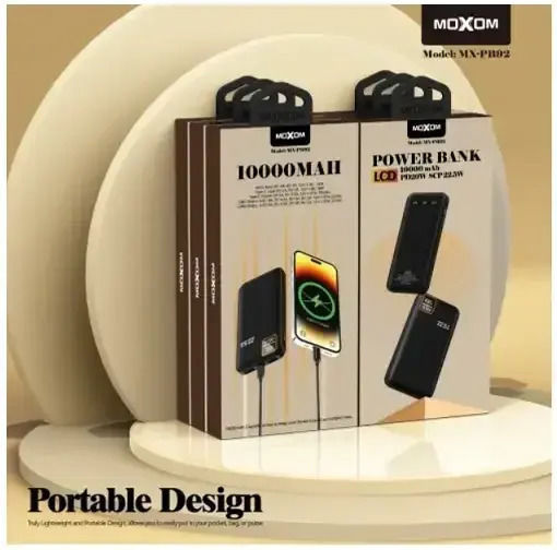 Moxom MX-PB92 Power Bank 10000mAh 22.5W with 2 USB-A Ports and USB-C Port Power Delivery Black
