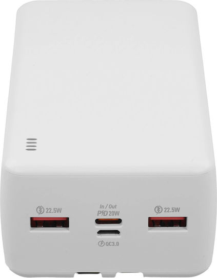 Borofone BJ57B Power Bank 30000mAh 22.5W With 2 USB-A Output Ports And USB-C Power Delivery Output Port White