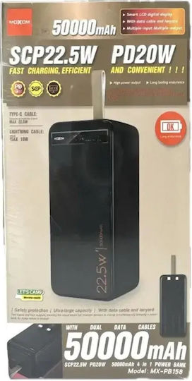 Moxom MX-PB158 Power Bank 50000mAh with 2 USB-A Ports and USB-C Port Power Delivery Black
