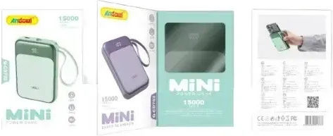 Andowl Q-CD702 Power Bank 15000mAh mit USB-C Anschluss Lila