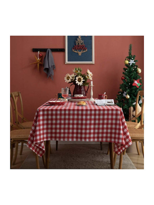Tablecloth Stain Resistant White/red 90x140cm