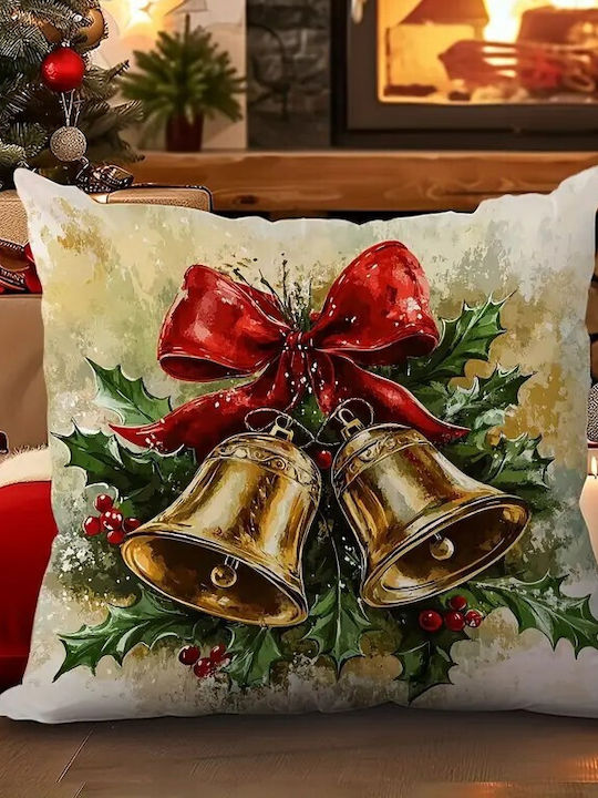 By Queen Limited Festive Edition Μαξιλαροθήκη Golden Bells Κόκκινη Κορδέλα