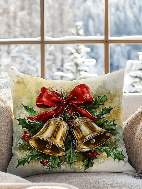 By Queen Limited Festive Edition Μαξιλαροθήκη Golden Bells Κόκκινη Κορδέλα