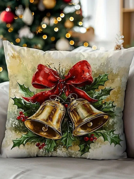 By Queen Limited Festive Edition Μαξιλαροθήκη Golden Bells Κόκκινη Κορδέλα