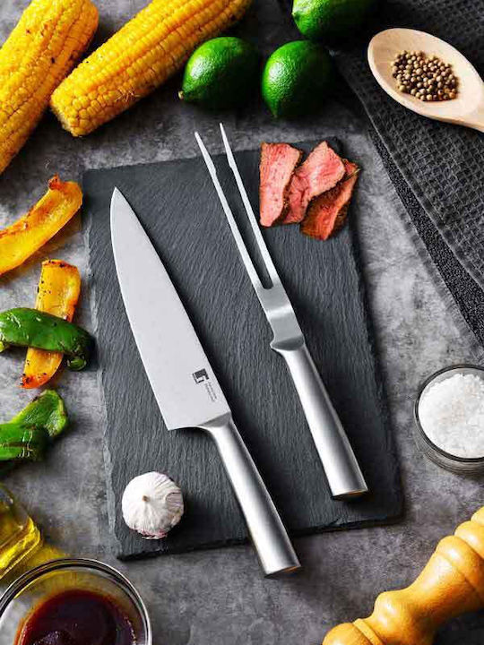 Bergner Set von 2 BBQ-Werkzeugen mit Messer und Tranchiergabel BG-40220-MM