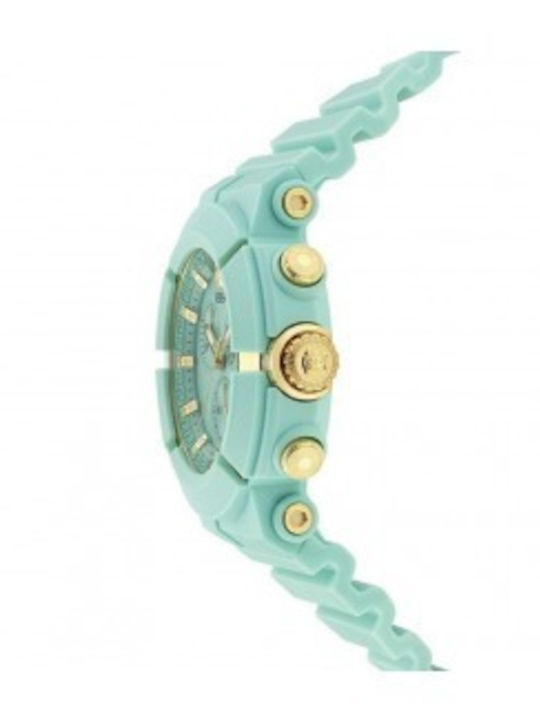 Versace Real Active Men's Watch Battery with Turquoise Rubber Strap