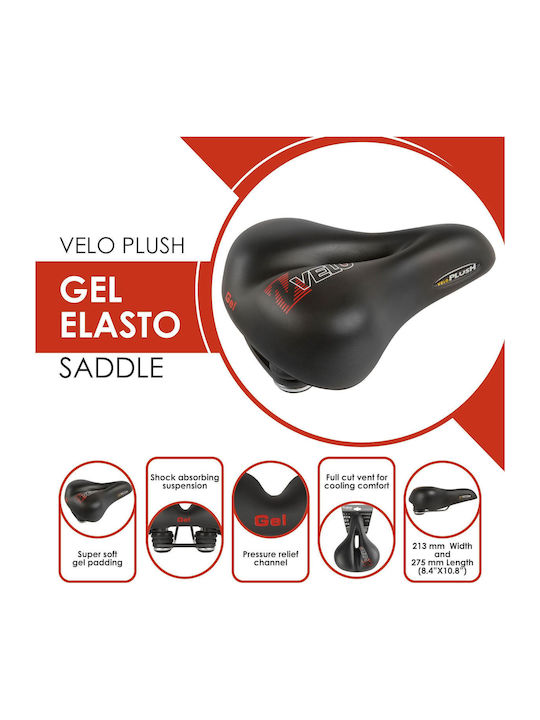 Velo Plush Gel Elasto Black Bicycle Saddle City